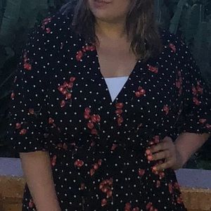 BOOHOO PLUS POLKA-DOT ROMPER W/ CHERRY DESIGN